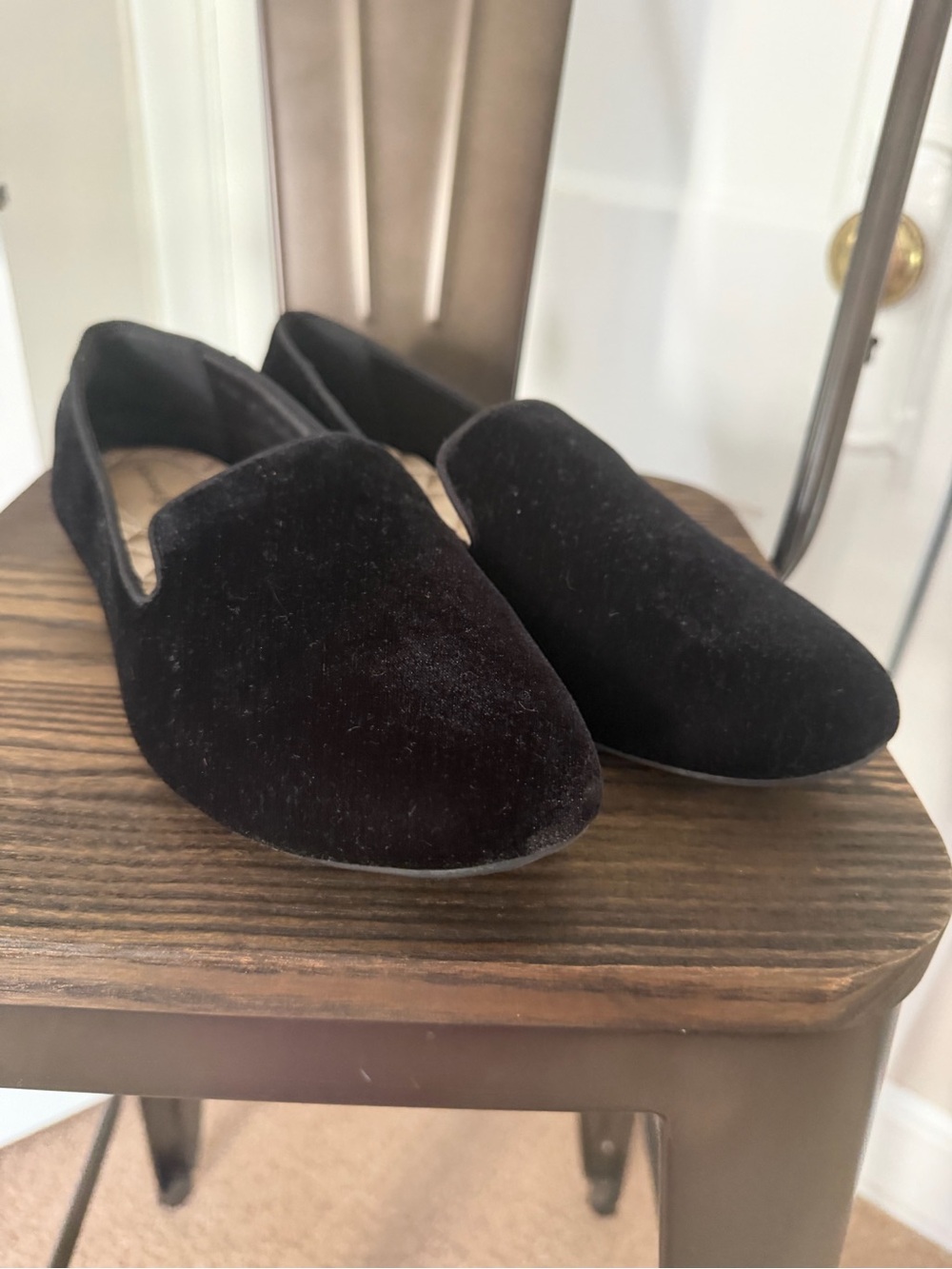Birdies Black Velvet Loafer Flats